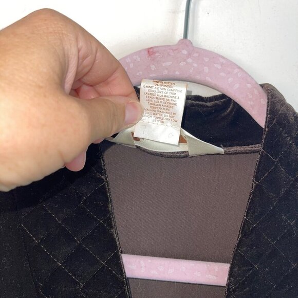 Diamond Tea Womens Robe Size Large Brown Full Zip Velvet Pockets Quilted - Picture 5 of 8